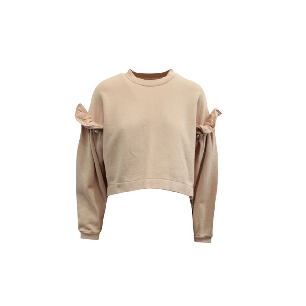 Mother of Pearl Dani Cropped Sweatshirt w/ Pearl Shoulders in Pink Organic